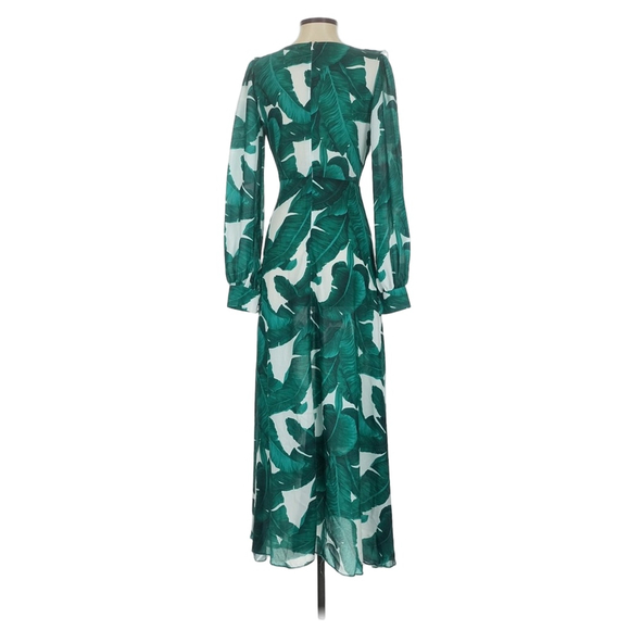 Miss Ord Elegant Green Leaf Print Maxi Dress - Picture 2 of 7